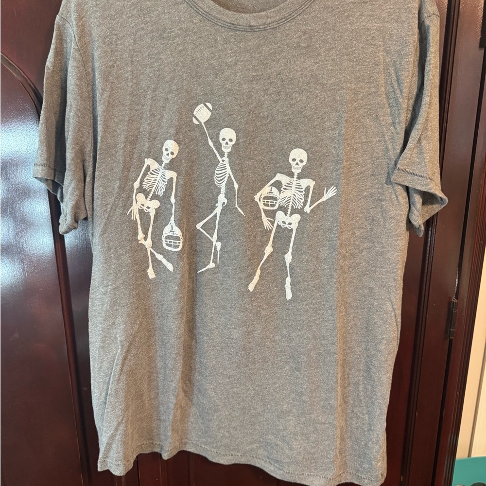 Gray T-Shirt with Skeleton Print